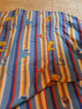 Children's Blue Striped Bedding Sheet with Playful Characters Twin Fitted Sheet